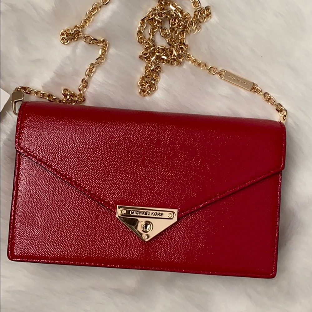 Michael Kors grace envelope crossbody patent red